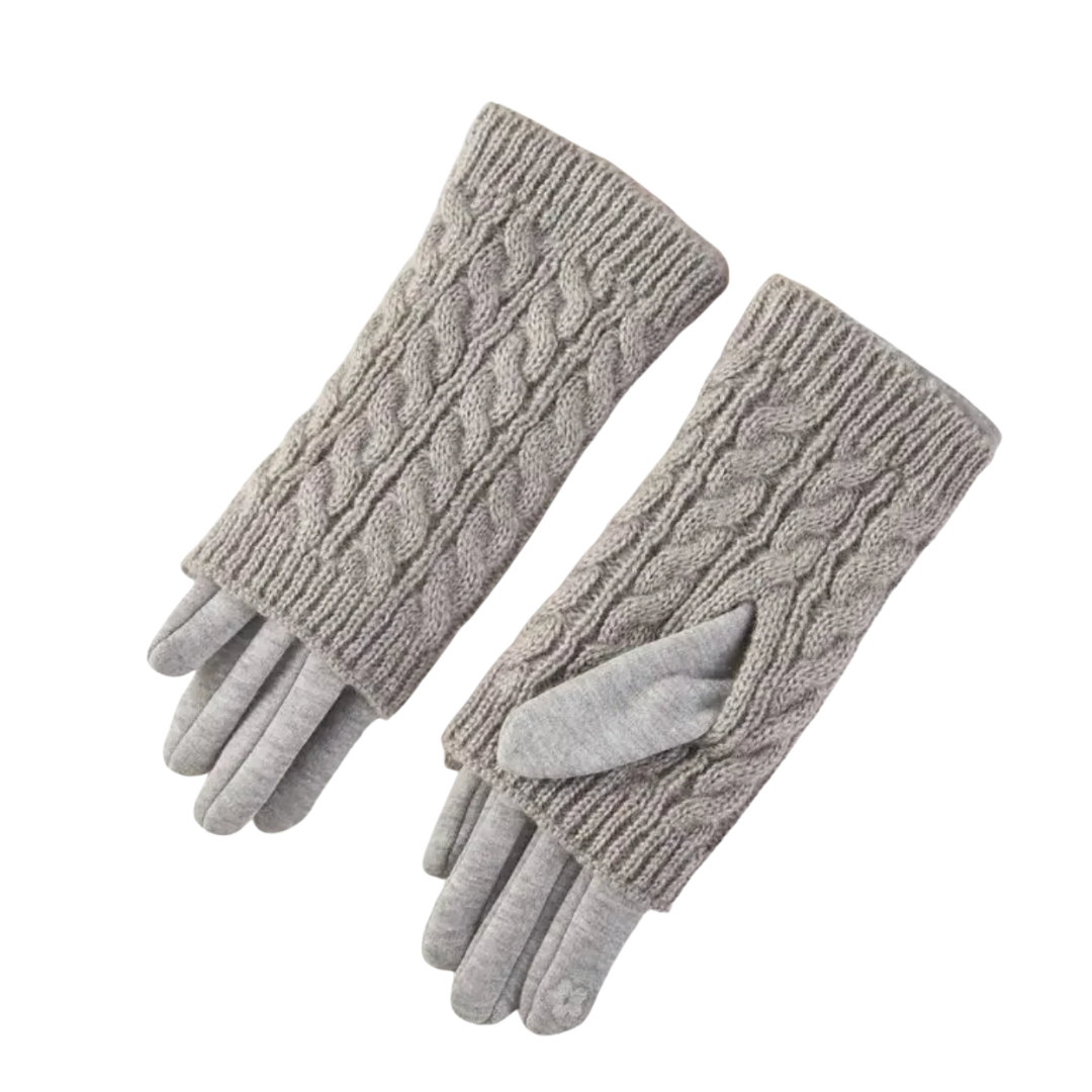 Solid Knit Textured Winter Gloves