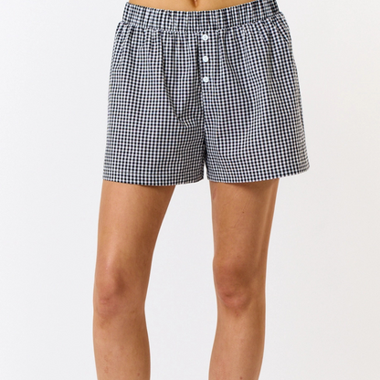 Gingham Boxer Shorts, black