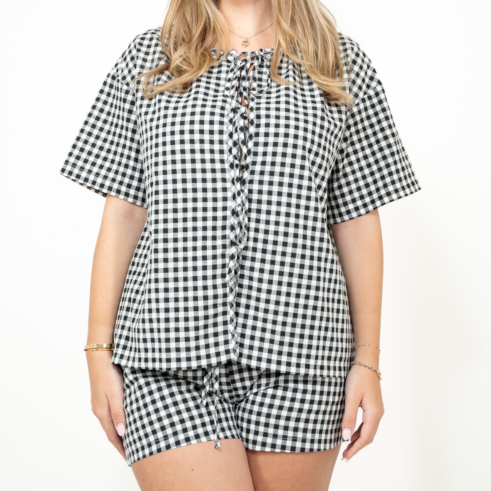 gingham black set