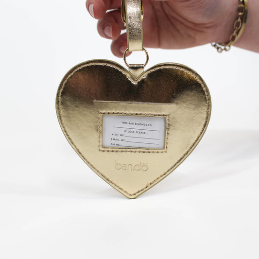 Gold Heart Back of Luggage Tag