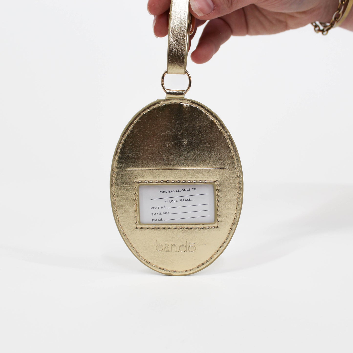 Gold Oval Back of Luggage Tag
