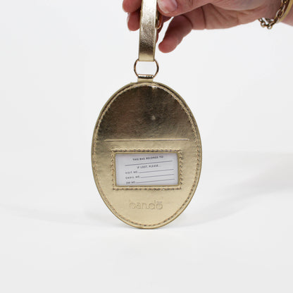 Gold Oval Back of Luggage Tag