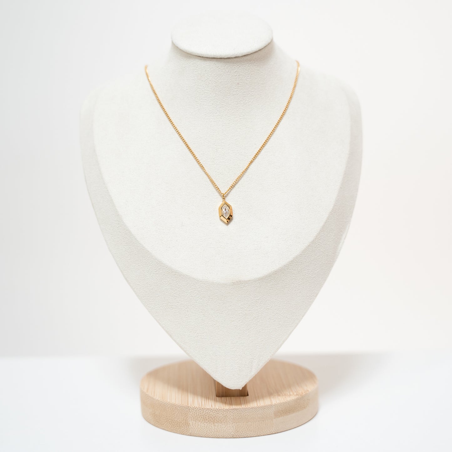 Golden Marquise Pendant Necklace