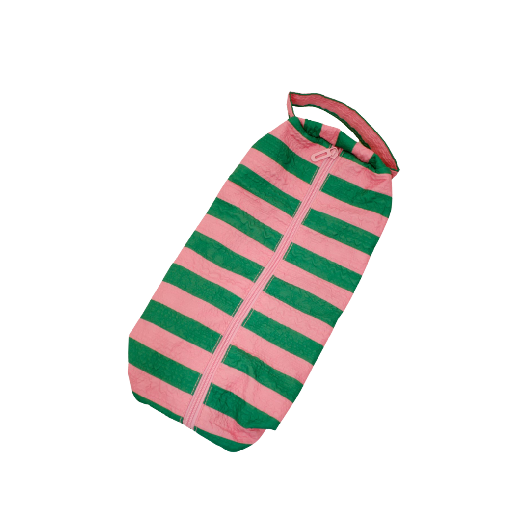 Green Pink Striped Hair Tool Pouch