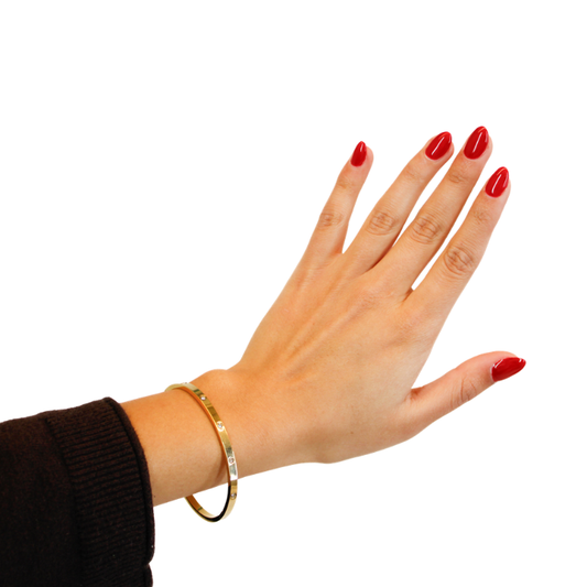 Hinged Pave Bangle gold on model