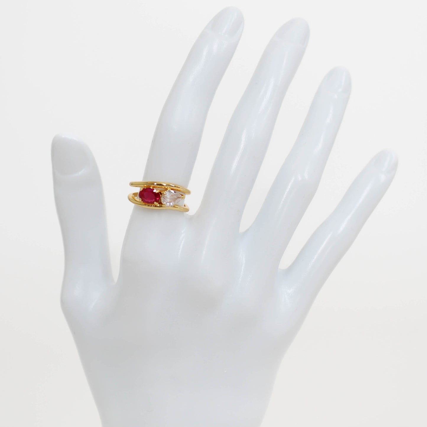 Wavy Diamond Double Band Ring