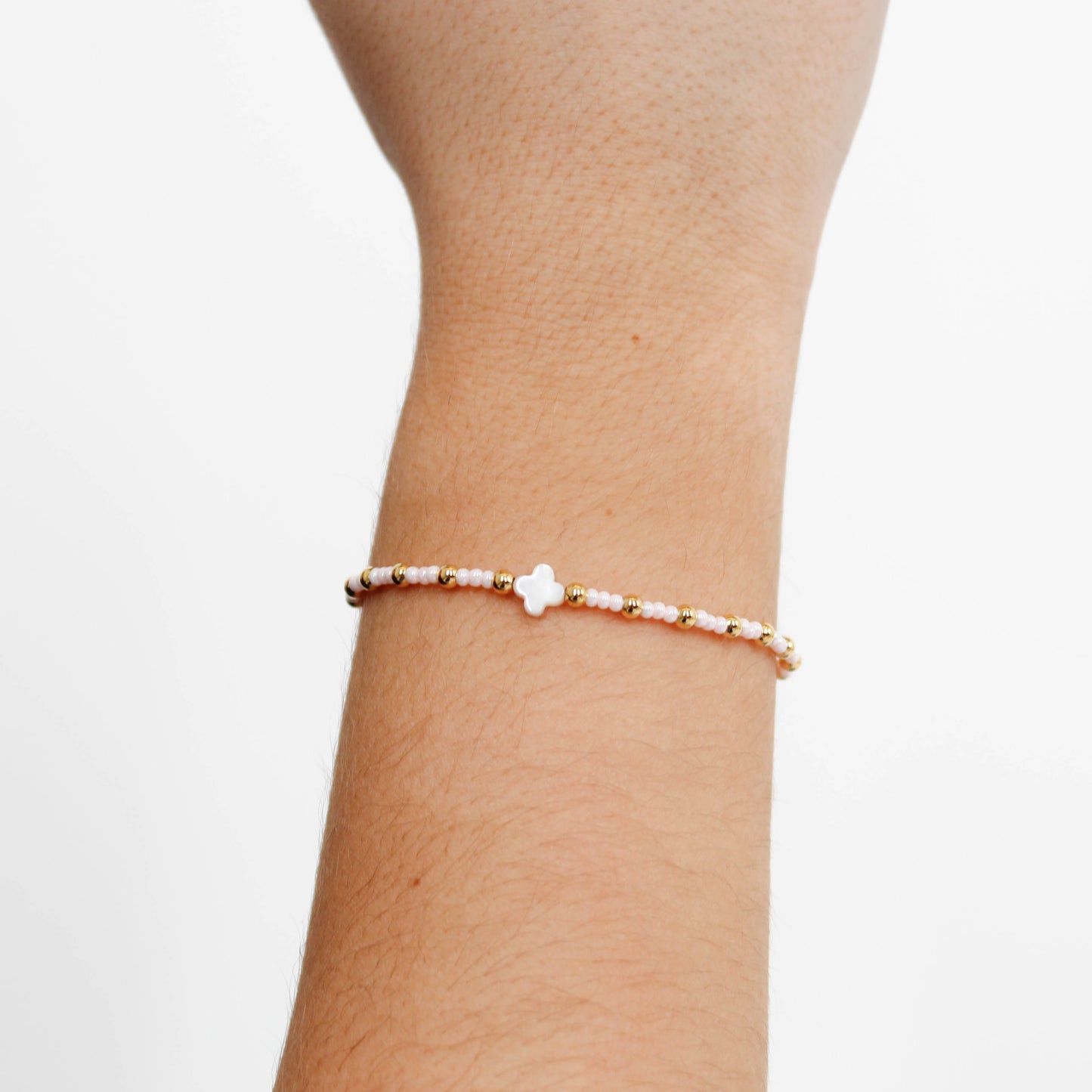 dainty. Beaded Clover Bracelet
