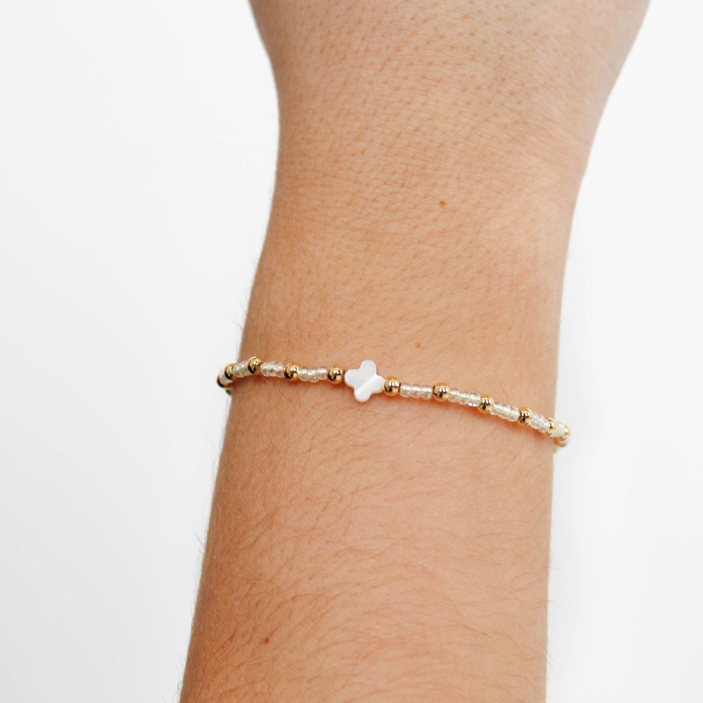 dainty. Beaded Clover Bracelet