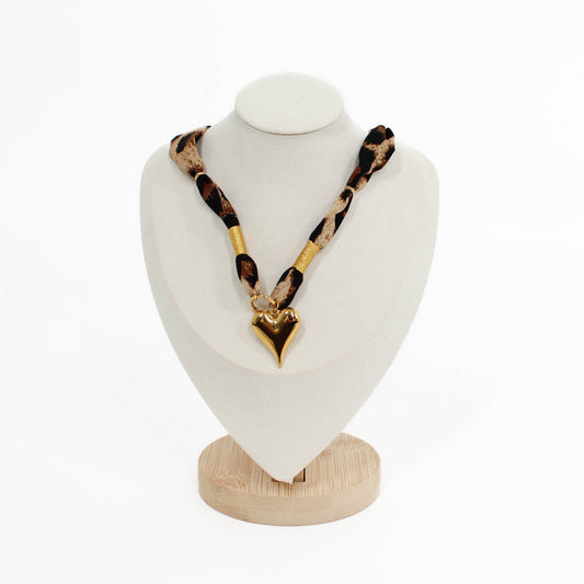 Leopard Print Heart Bandana Necklace