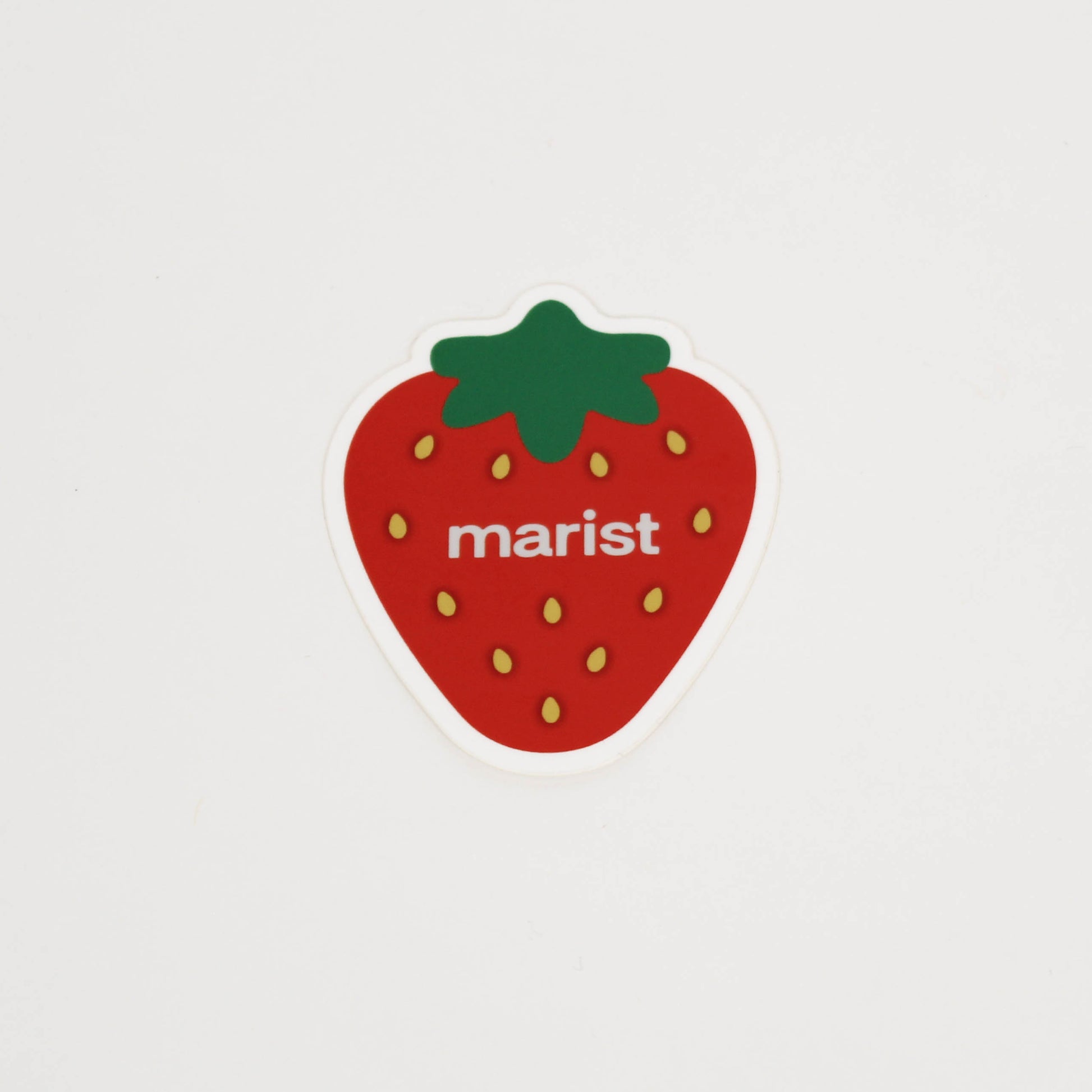 Strawberry Sticker that says Marist