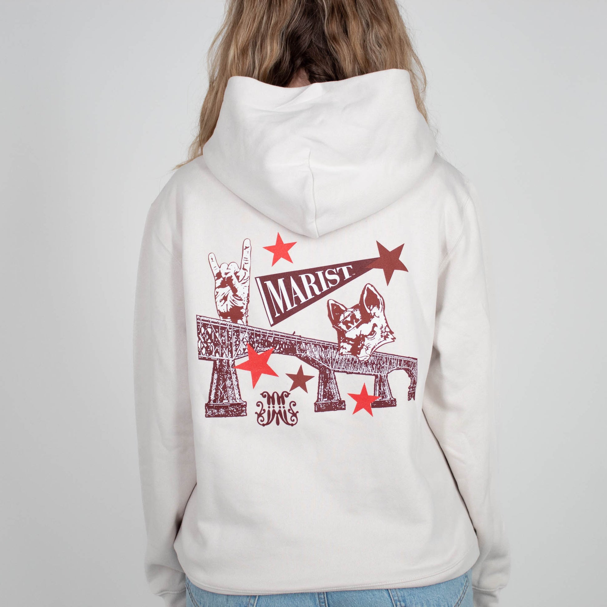 marist patchwork hoodie
