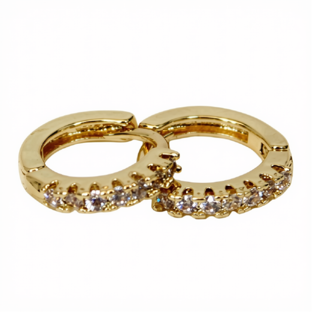 Mini Huggie Hoop Earrings gold with white background