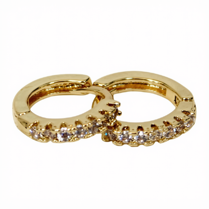 Mini Huggie Hoop Earrings gold with white background