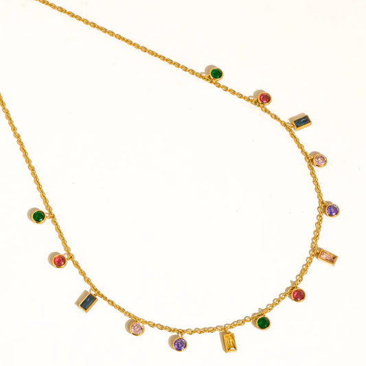 Multicolor Chain Necklace on white background