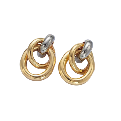 Multiple Band Drop Stud Earrings on white background