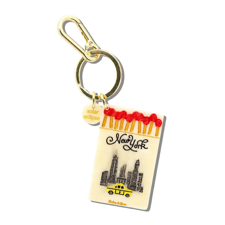 Hand-Painted New York Skyline Matchbox Bag Charm