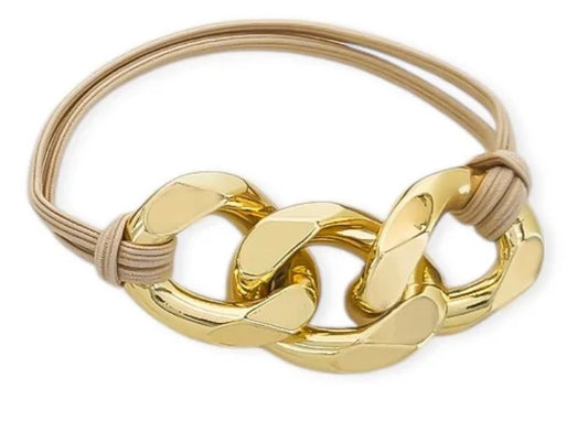 Oversized Curb Chain Hair Tie beige on white background