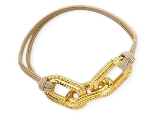 Paperclip Chain Hair Tie beige on white background