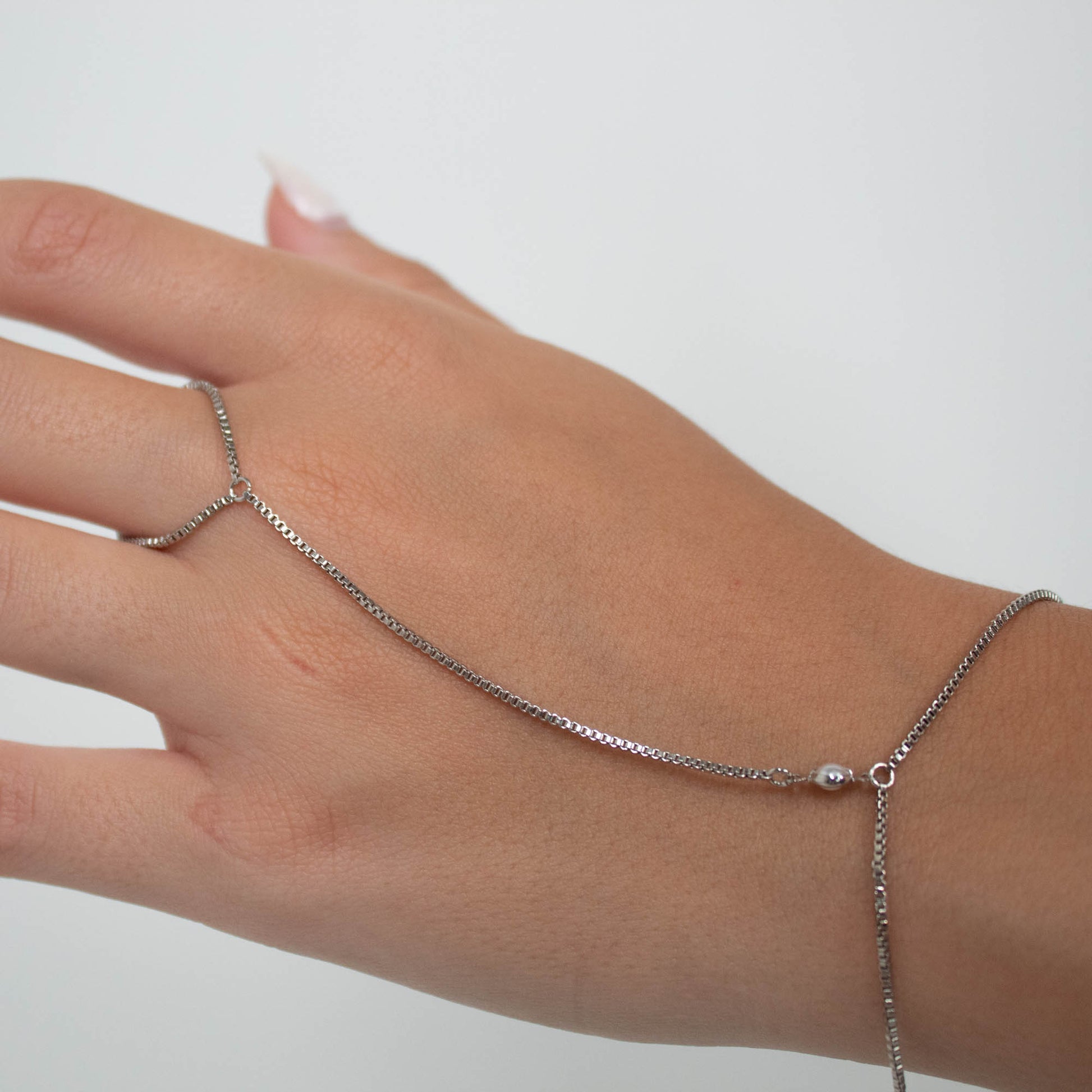 silver pearl hand chains