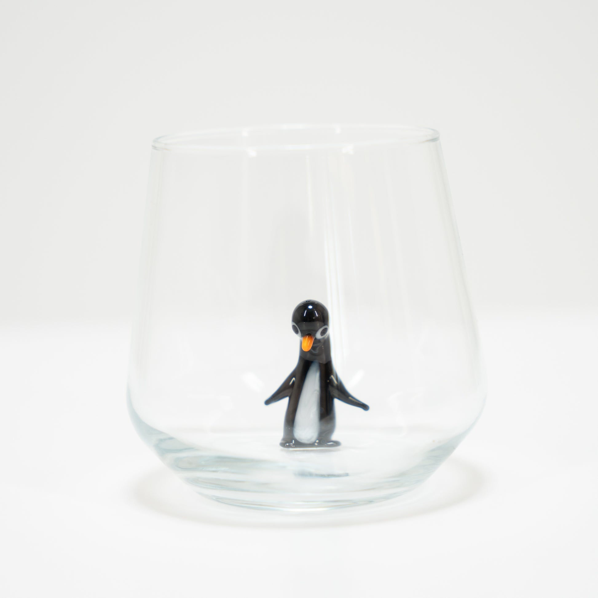 glass cup, penguin