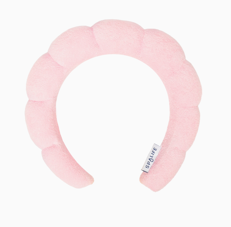 bubble headband, skincare, pink