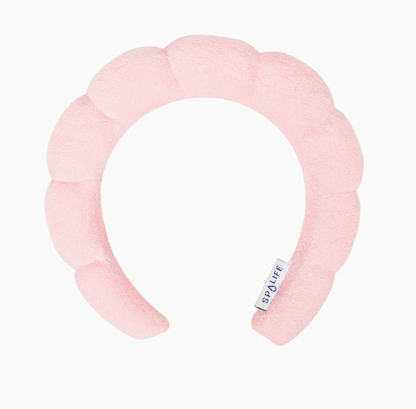 bubble headband, skincare, pink