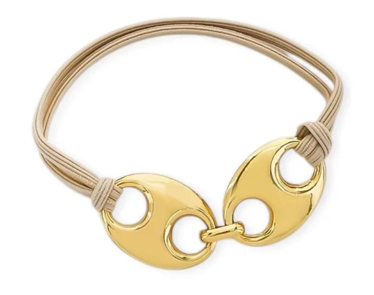 Puff Mariner Hair Tie beige on white background