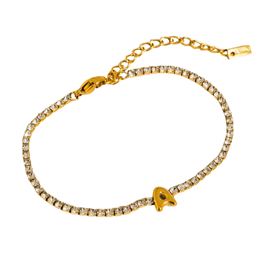 Rhinestone Letter Bracelet A 
