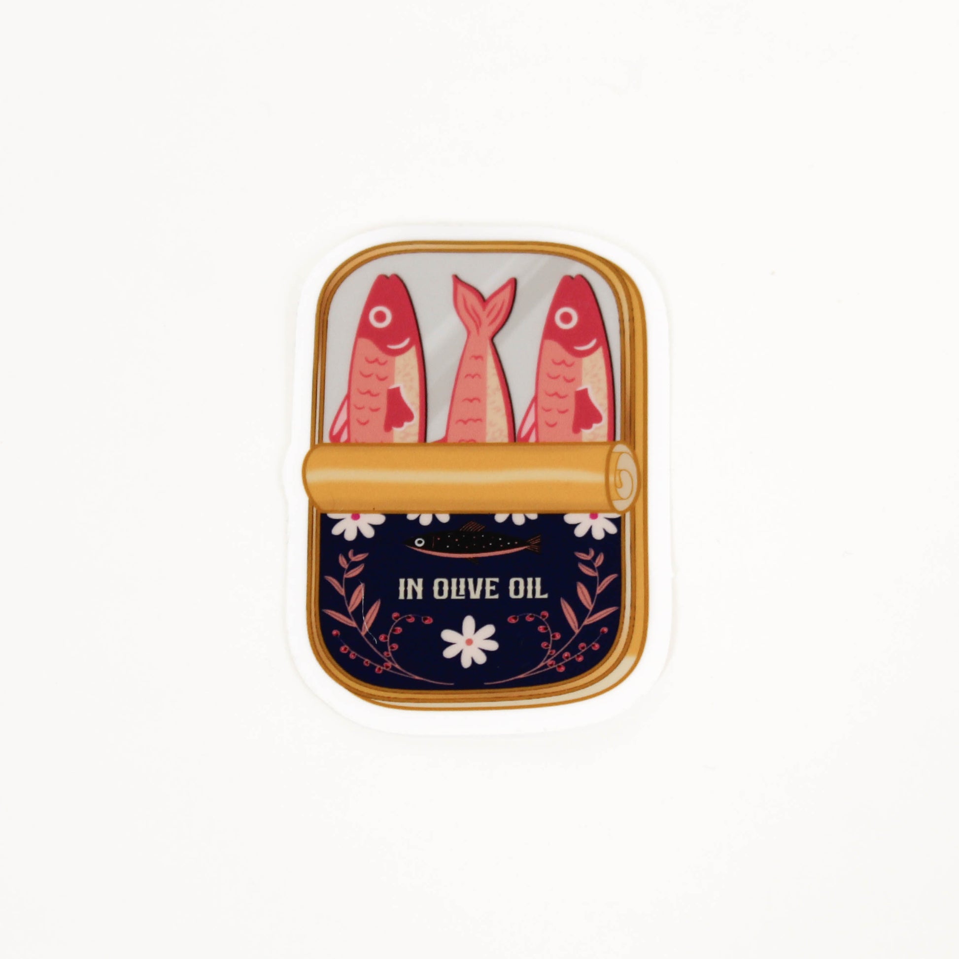 Small container with fish illustration.
