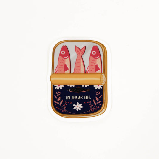 Small container with fish illustration.