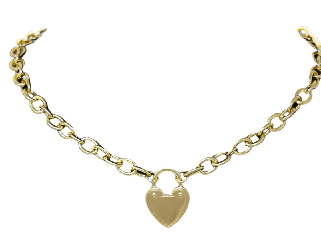 gold heart lock necklace