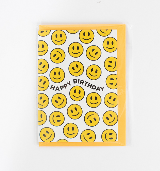 Happy Birthday Yellow Smiley Card