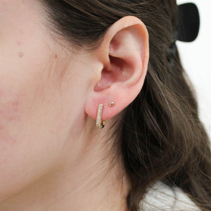 Square Huggie Hoop Earrings in Gold On