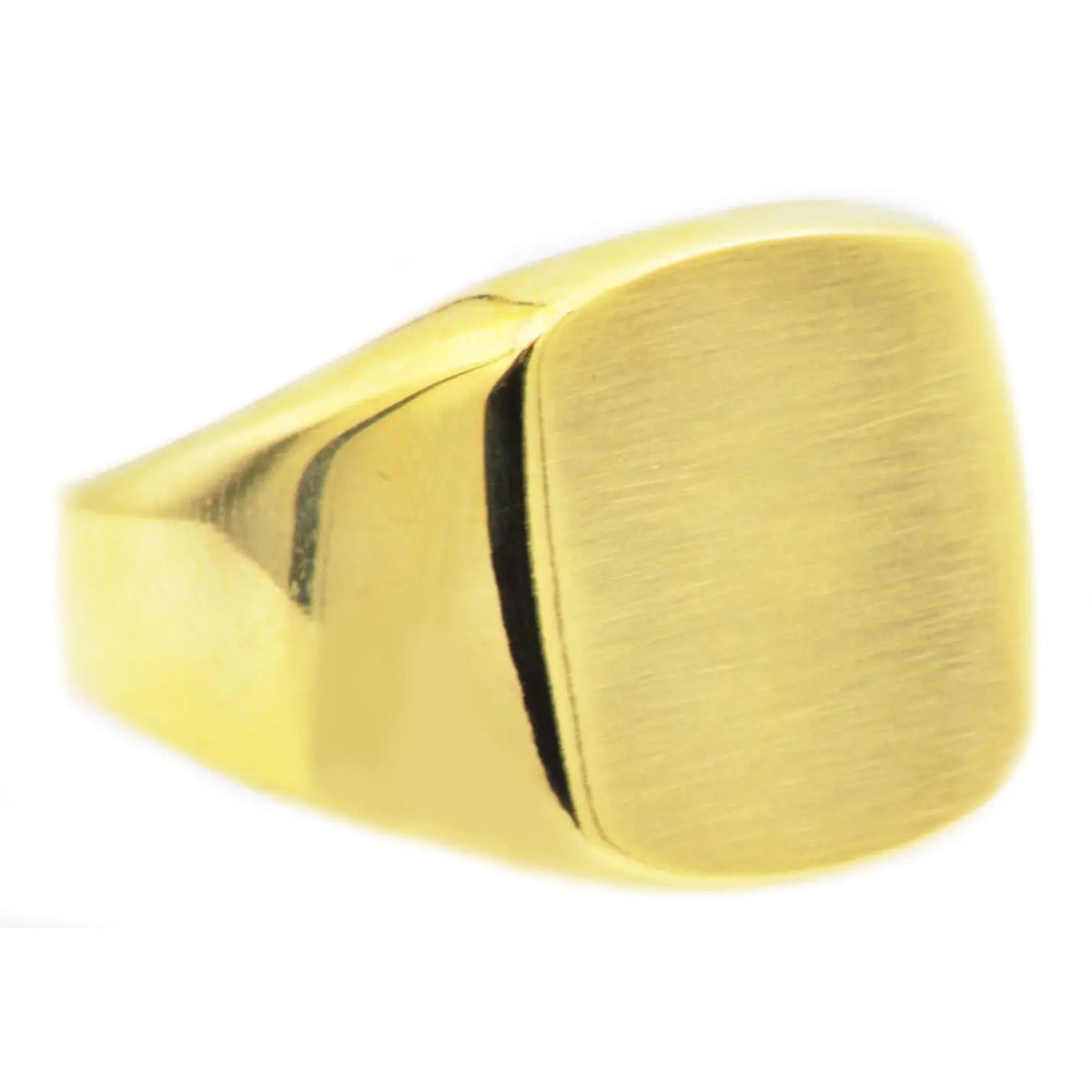 close up of Stainless Steel Signet Ring on white background