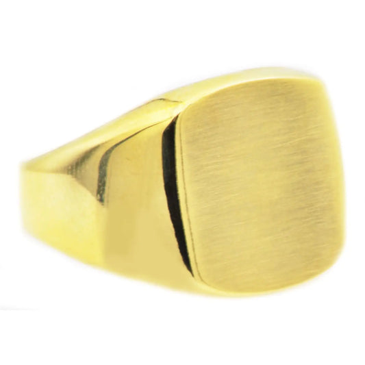 close up of Stainless Steel Signet Ring on white background