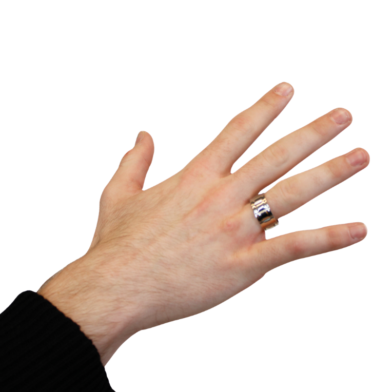 Stainless Steel Tire Band Ring on a model