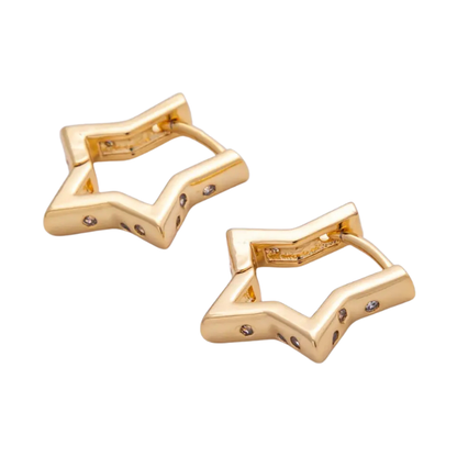 Star Huggie Earrings on white background 