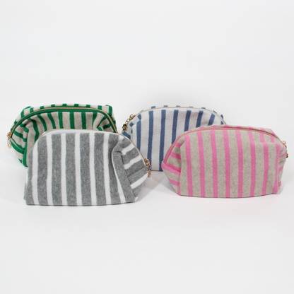 Terry Cloth Striped Cosmetic Case