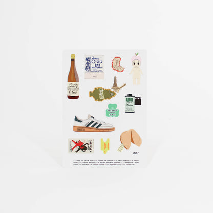 Collection of vintage-style product illustrations on a white background