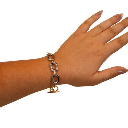 Two Tone Chain Bracelet on white background