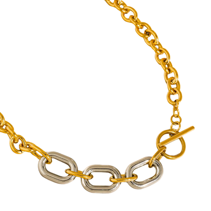 Two Tone Chain Necklace on white background