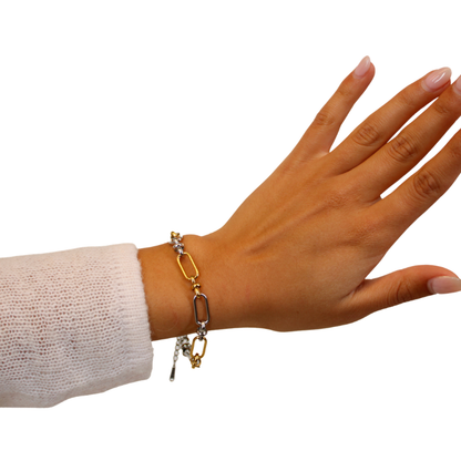 Two Tone Knotted Link Bracelet on white background