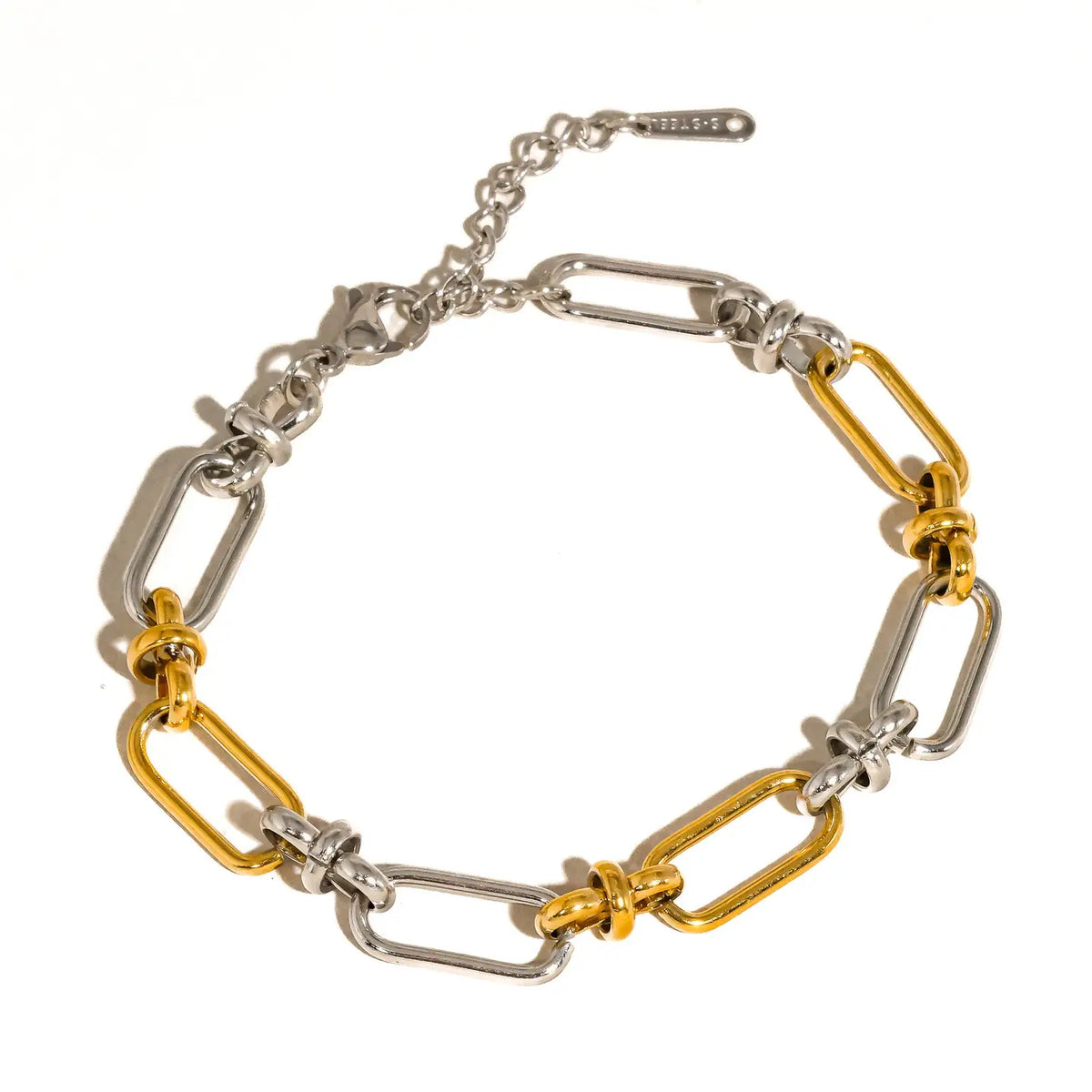 Two Tone Knotted Link Bracelet on white background