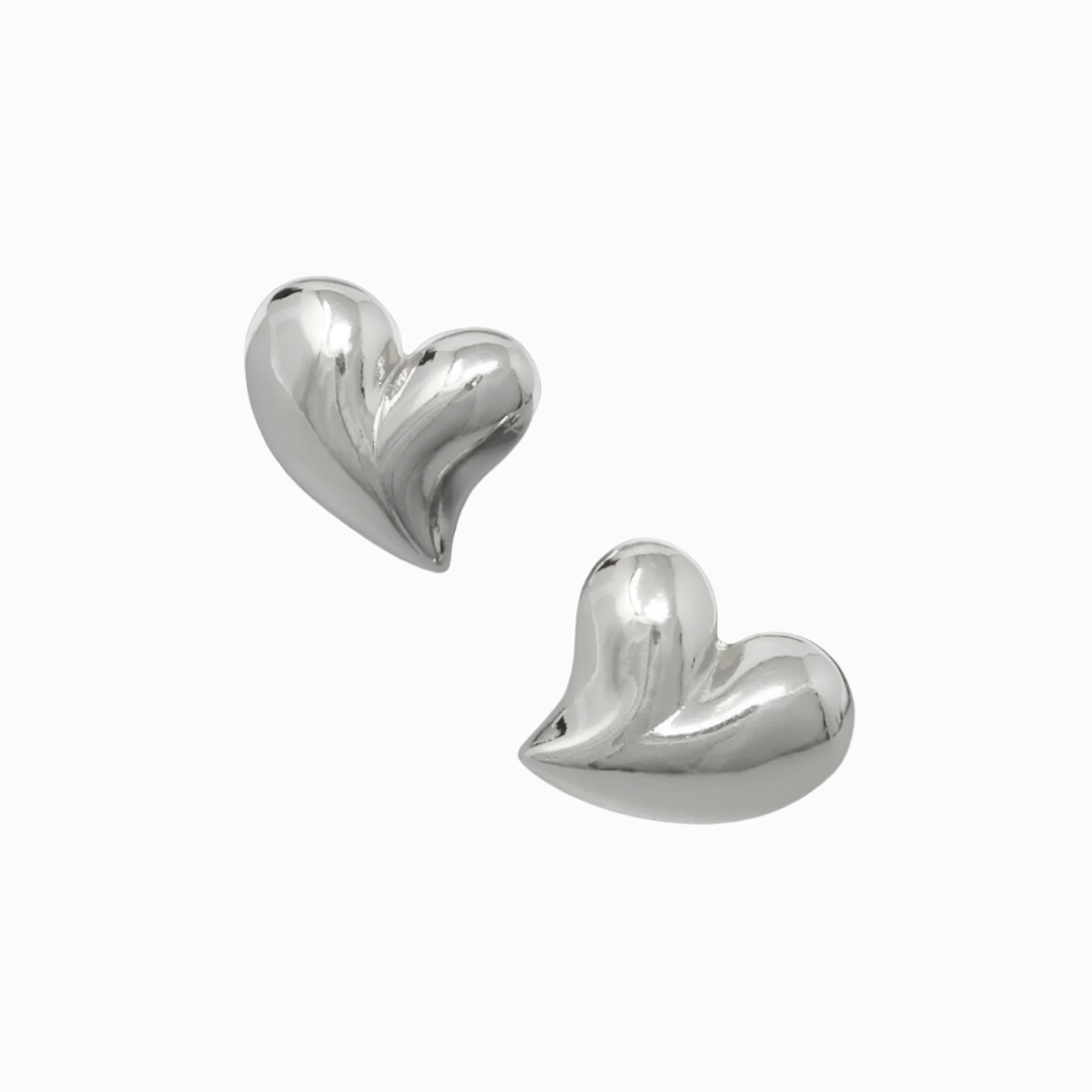 silver heart earrings