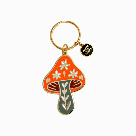 mushroom with floral detailing keychain