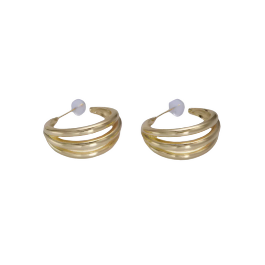 Triple Bar Hoop Earrings - Gold