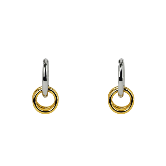 Two Tone Link Hoop Earrings