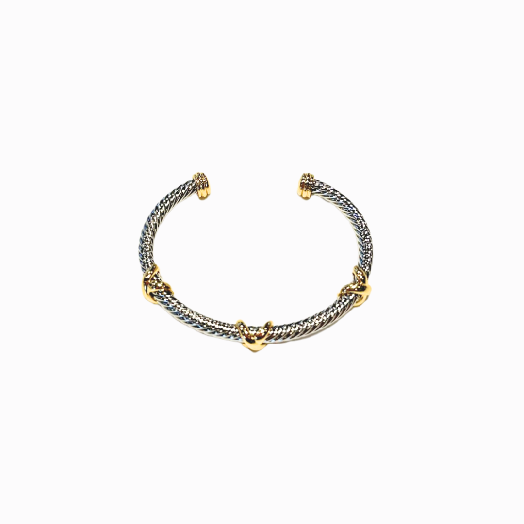 two toned mixed metals cuff bracelet