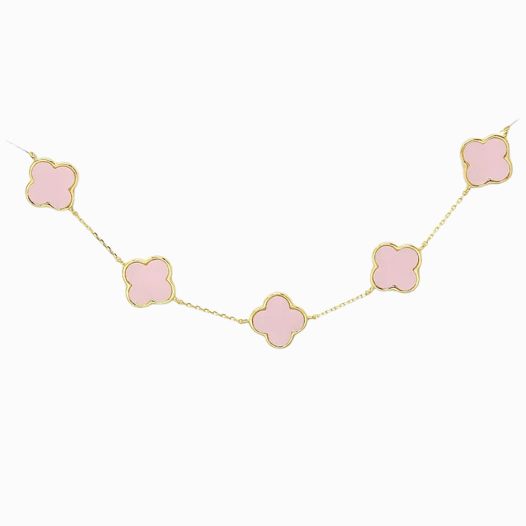 pink clover charm necklace