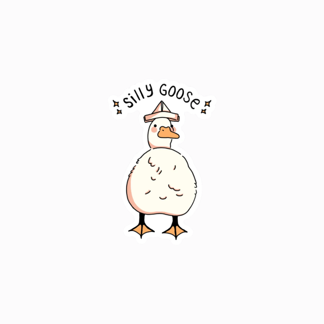 Silly Goose with Hat Sticker